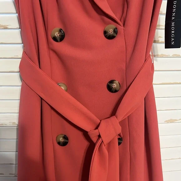 Elegant Terracotta Sleeveless Dress Size 2 - Picture 3 of 11